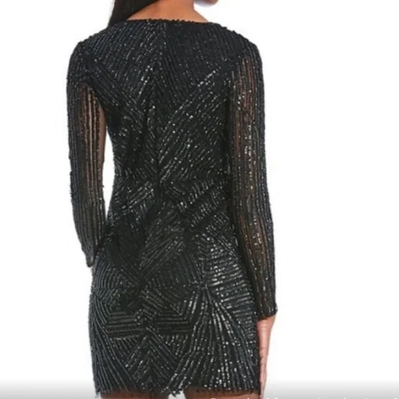 Gianni Bini black bead Sequin embellished Bodycon Mini cocktail Dress size 2 - Picture 8 of 8